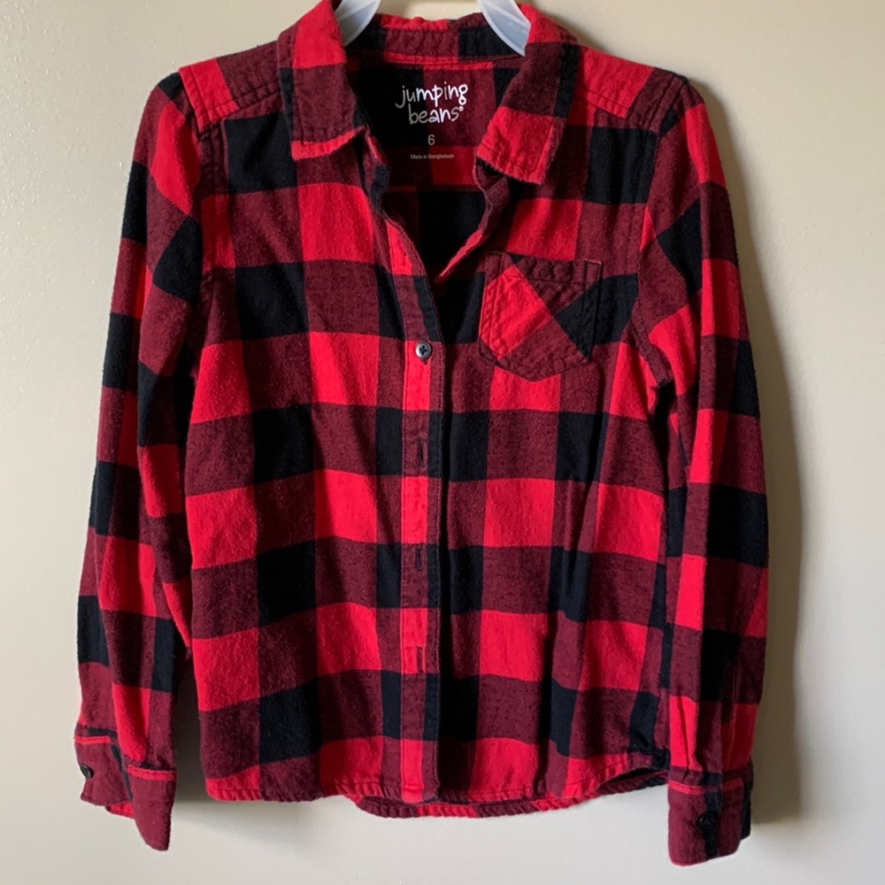 Girls Red Buffalo Plaid Flannel